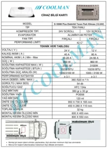 COOLMAN D-10000 EXCELLENCE Elektrikli Tavan Kliması